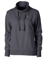 Louisiana Tech Bulldogs Cutter & Buck Saturday Cotton Blend Womens Funnel Neck Sweatshirt Charcoal Heather Mannequin