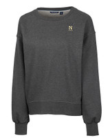 Navy Midshipmen Cutter & Buck Saturday Cotton Blend Womens Crew Neck Sweatshirt Charcoal Heather Mannequin