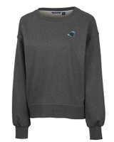 Tulane Green Wave Cutter & Buck Saturday Cotton Blend Womens Crew Neck Sweatshirt Charcoal Heather Mannequin