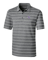 Stephen F Austin Lumberjacks Cutter & Buck Forge Epic Confidence Recycled Heathered Stripe Stretch Mens Polo Black Mannequin