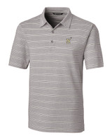 Navy Midshipmen Cutter & Buck Forge Epic Confidence Recycled Heathered Stripe Stretch Mens Polo Polished Medium Gray Mannequin