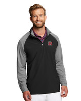 Rutgers Scarlet Knights Cutter & Buck Response Lightweight Hybrid Quarter Zip Mens Pullover Windbreaker Black Front