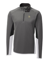 Navy Midshipmen Cutter & Buck Traverse Colorblock Stretch Quarter Zip Mens Pullover Elemental Grey Mannequin