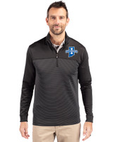 Indiana State Sycamores Cutter & Buck Traverse Stretch Eco Stripe Quarter Zip Mens Pullover Black Front