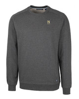 Navy Midshipmen Cutter & Buck Saturday Cotton Blend Mens Crew Neck Sweatshirt Charcoal Heather Mannequin