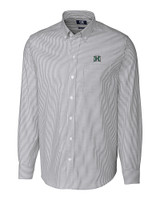 Hawaii Warriors Cutter & Buck Stretch Oxford Stripe Mens Long Sleeve Dress Shirt Charcoal Mannequin