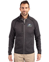 Georgia Southern Eagles Cutter & Buck Mainsail Sweater-Knit Mens Full Zip Jacket Charcoal Heather Front