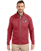 Fresno State Bulldogs Cutter & Buck Mainsail Sweater-Knit Mens Full Zip Jacket Cardinal Red Heather Front