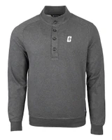 Charlotte 49ers Cutter & Buck Saturday Cotton Blend Mens Big and Tall  Mock Pullover Sweatshirt Charcoal Heather Mannequin