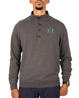 Hawaii Warriors Cutter & Buck Saturday Cotton Blend Mens Big and Tall  Mock Pullover Sweatshirt Charcoal Heather Front