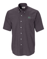 Hawaii Warriors Cutter & Buck Epic Easy Care Nailshead Mens Big and Tall Short Sleeve Dress Shirt Black Mannequin