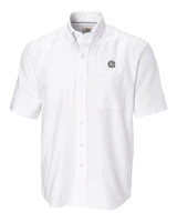 Georgetown Hoyas Cutter & Buck Epic Easy Care Nailshead Mens Big and Tall Short Sleeve Dress Shirt White Mannequin