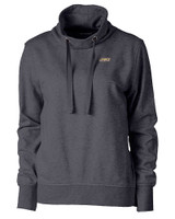 James Madison Dukes Cutter & Buck Saturday Cotton Blend Womens Funnel Neck Sweatshirt Charcoal Heather Mannequin