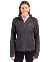 Georgetown Hoyas Cutter & Buck Mainsail Sweater-Knit Womens Full Zip Hooded Jacket Charcoal Heather Front
