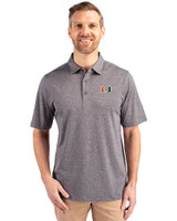 Miami Hurricanes Cutter & Buck Forge Heathered Stretch Mens Polo Charcoal Heather Front