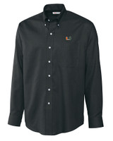 Miami Hurricanes Cutter & Buck Epic Easy Care Nailshead Mens Long Sleeve Dress Shirt Black Mannequin