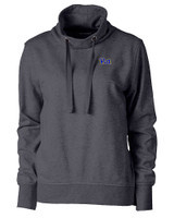 Pitt Panthers Cutter & Buck Saturday Cotton Blend Womens Funnel Neck Sweatshirt Charcoal Heather Mannequin