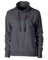 St Johns Red Storm Cutter & Buck Saturday Cotton Blend Womens Funnel Neck Sweatshirt Charcoal Heather Mannequin