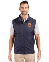 Syracuse Orange Cutter & Buck Stealth Hybrid Quilted Mens Windbreaker Vest Liberty Navy Front