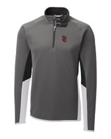 St Johns Red Storm Cutter & Buck Traverse Colorblock Stretch Quarter Zip Mens Pullover Elemental Grey Mannequin