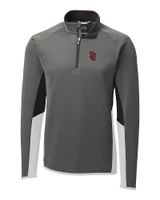 St Johns Red Storm Cutter & Buck Traverse Colorblock Stretch Quarter Zip Mens Pullover Elemental Grey Mannequin