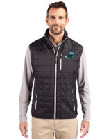 Tulane Green Wave Cutter & Buck Rainier PrimaLoft® Mens Eco Insulated Full Zip Puffer Vest Black Front