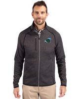 Tulane Green Wave Cutter & Buck Mainsail Sweater-Knit Mens Full Zip Jacket Charcoal Heather Front