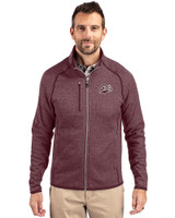 Montana Grizzlies Cutter & Buck Mainsail Sweater-Knit Mens Full Zip Jacket Bordeaux Heather Front