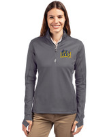 Drexel Dragons Cutter & Buck Traverse Stretch Eco Quarter Zip Womens Pullover Elemental Grey Front
