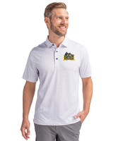 Drexel Dragons Cutter & Buck Pike Double Dot Print Stretch Mens Polo Charcoal Front