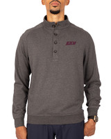 Eastern Kentucky Colonels Cutter & Buck Saturday Cotton Blend Mens Mock Pullover Sweatshirt Charcoal Heather Front