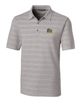Drexel Dragons Cutter & Buck Forge Epic Confidence Recycled Heathered Stripe Stretch Mens Polo Polished Medium Gray Mannequin