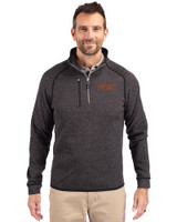 UOP Tigers Cutter & Buck Mainsail Sweater-Knit Mens Big and Tall Half Zip Pullover Jacket Charcoal Heather Front