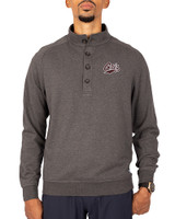 Montana Grizzlies Cutter & Buck Saturday Cotton Blend Mens Big and Tall  Mock Pullover Sweatshirt Charcoal Heather Front