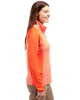Pepperdine Waves Cutter & Buck Forge Tonal Stripe Stretch Half Zip Womens Top College Orange Side