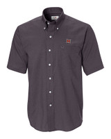 Miami University RedHawks - Cutter & Buck Epic Easy Care Nailshead Mens Short Sleeve Dress Shirt Black Mannequin
