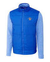 San Jose State Spartans Cutter & Buck Stealth Hybrid Quilted Mens Big and Tall Full Zip Windbreaker Jacket Chelan Blue Mannequin