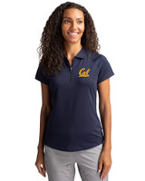 Cal Golden Bears Cutter & Buck Forge Stretch Womens Short Sleeve Polo Liberty Navy Front