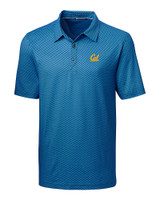 Cal Golden Bears Cutter & Buck Pike Mini Pennant Print Stretch Mens Polo Liberty Navy Mannequin
