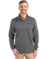 Xavier Musketeers Cutter & Buck Traverse Stretch Eco Quarter Zip Mens Big and Tall Pullover Elemental Grey Front