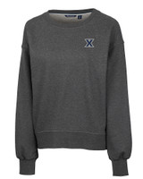 Xavier Musketeers Cutter & Buck Saturday Cotton Blend Womens Crew Neck Sweatshirt Charcoal Heather Mannequin