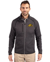 Bowie State Bulldogs Cutter & Buck Mainsail Sweater-Knit Mens Full Zip Jacket Charcoal Heather Front