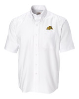 Bowie State Bulldogs Cutter & Buck Epic Easy Care Nailshead Mens Short Sleeve Dress Shirt White Mannequin
