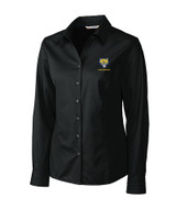 Fort Valley State Wildcats Cutter & Buck Epic Easy Care Fine Twill Womens Long Sleeve Dress Shirt Black Mannequin