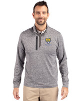 Fort Valley State Wildcats Cutter & Buck Stealth Heathered Mens Big and Tall  Quarter Zip Pullover Elemental Grey Front