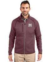 Morehouse Maroon Tigers Cutter & Buck Mainsail Sweater-Knit Mens Full Zip Jacket Bordeaux Heather Front