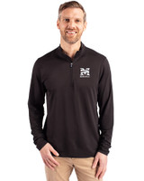 Morehouse Maroon Tigers Cutter & Buck Virtue Eco Pique Recycled Quarter Zip Mens Pullover Black Front