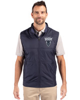 Howard Bison Cutter & Buck Stealth Hybrid Quilted Mens Big and Tall Windbreaker Vest Liberty Navy Front