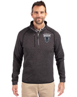 Howard Bison Cutter & Buck Mainsail Sweater-Knit Mens Big and Tall Half Zip Pullover Jacket Charcoal Heather Front