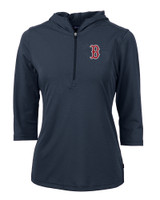 Boston Red Sox Cutter & Buck Virtue Eco Pique Recycled Half Zip Pullover Womens Hoodie NVBU_MANN_HG 1